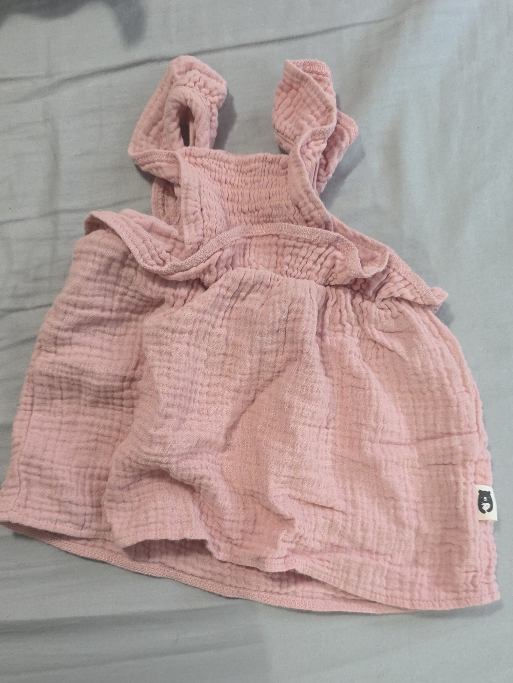 Baby Pink Muslin Toddler Dress with Shoulder Ruffles